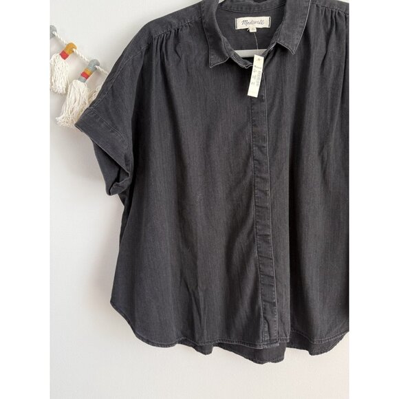 Madewell Denim Hilltop Button Front Shirt In Lunar Wash Boxy Relaxed Fit NWT XL - Picture 6 of 10